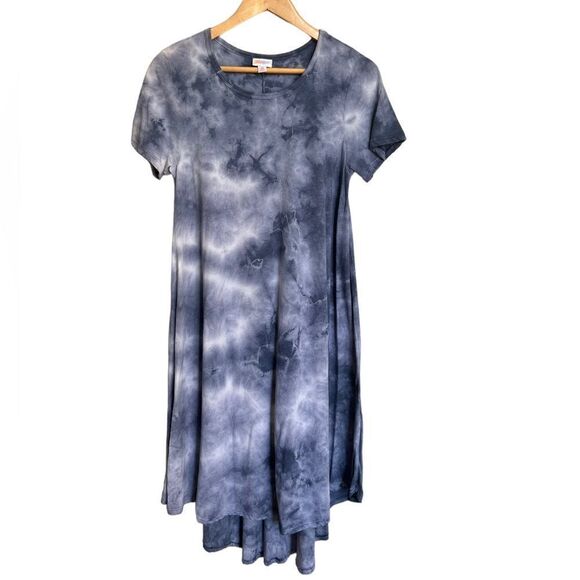 LuLaRoe Blue Tie Dye Carly Short Sleeve Swing Dress Size XS - Picture 1 of 5